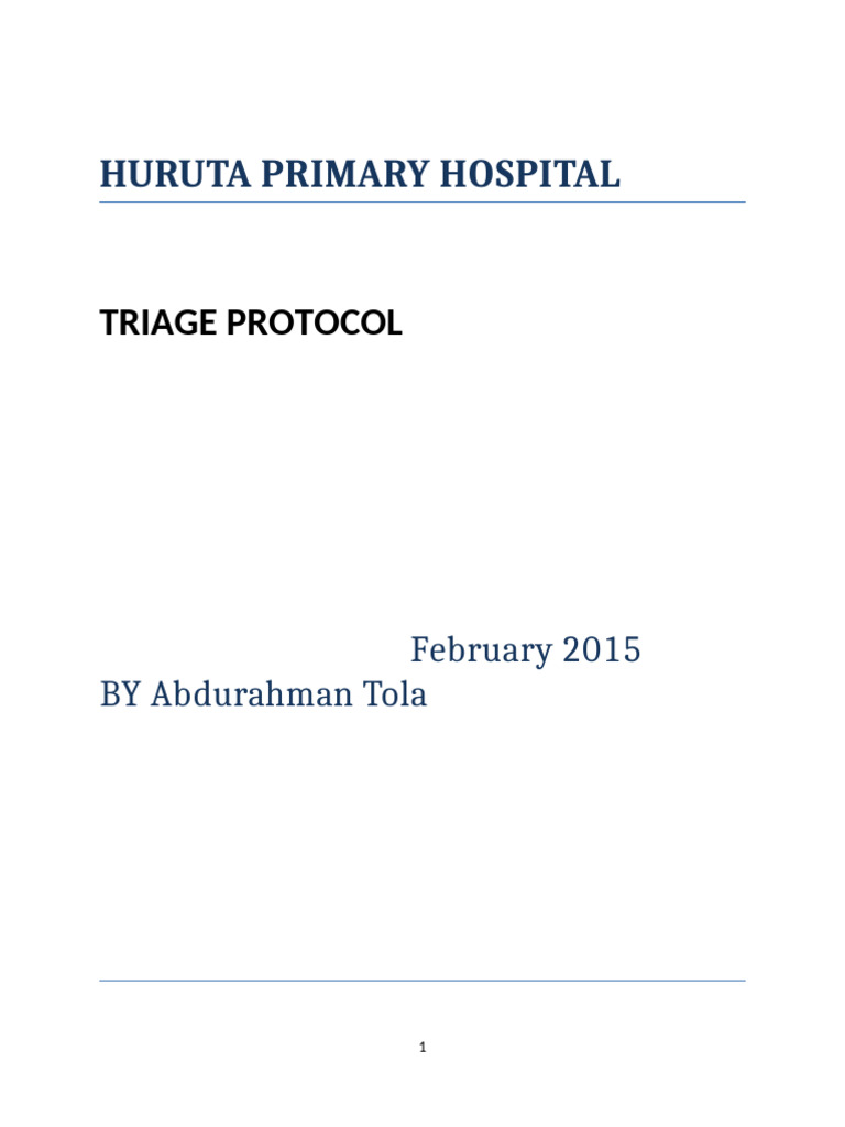 Primary Hospital Triage Protocol Guide | PDF | Emergency Department ...