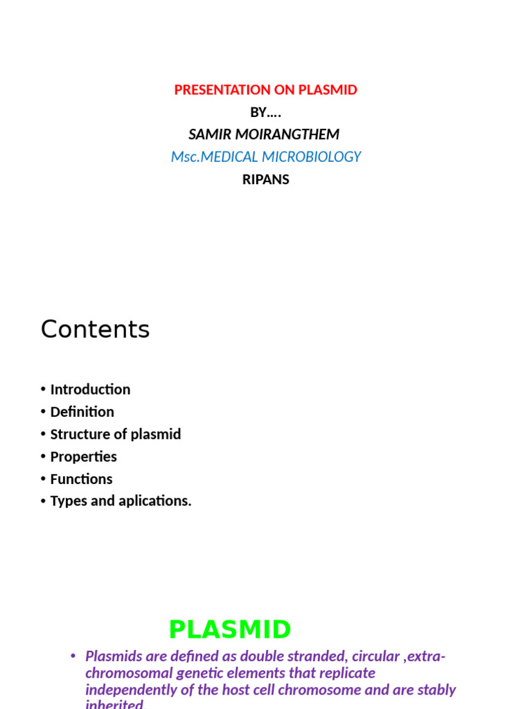 Overview of Plasmids in Microbiology | PDF | Plasmid | Bacteria