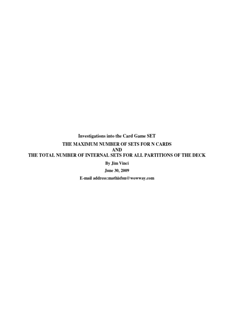 Maximum Sets in the Card Game SET | PDF | Mathematics | Numbers