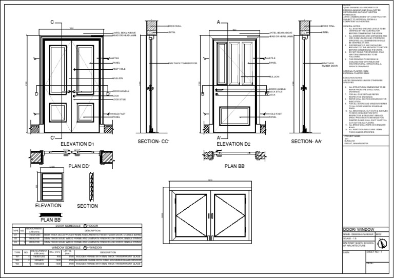 Door and Window Schedule for Bungalow | PDF | Door | Framing (Construction)