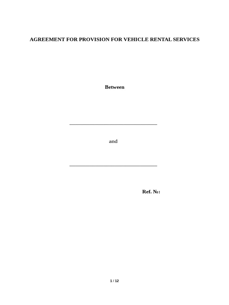 Vehicle Rental Services Agreement Template | PDF | Indemnity | Employment