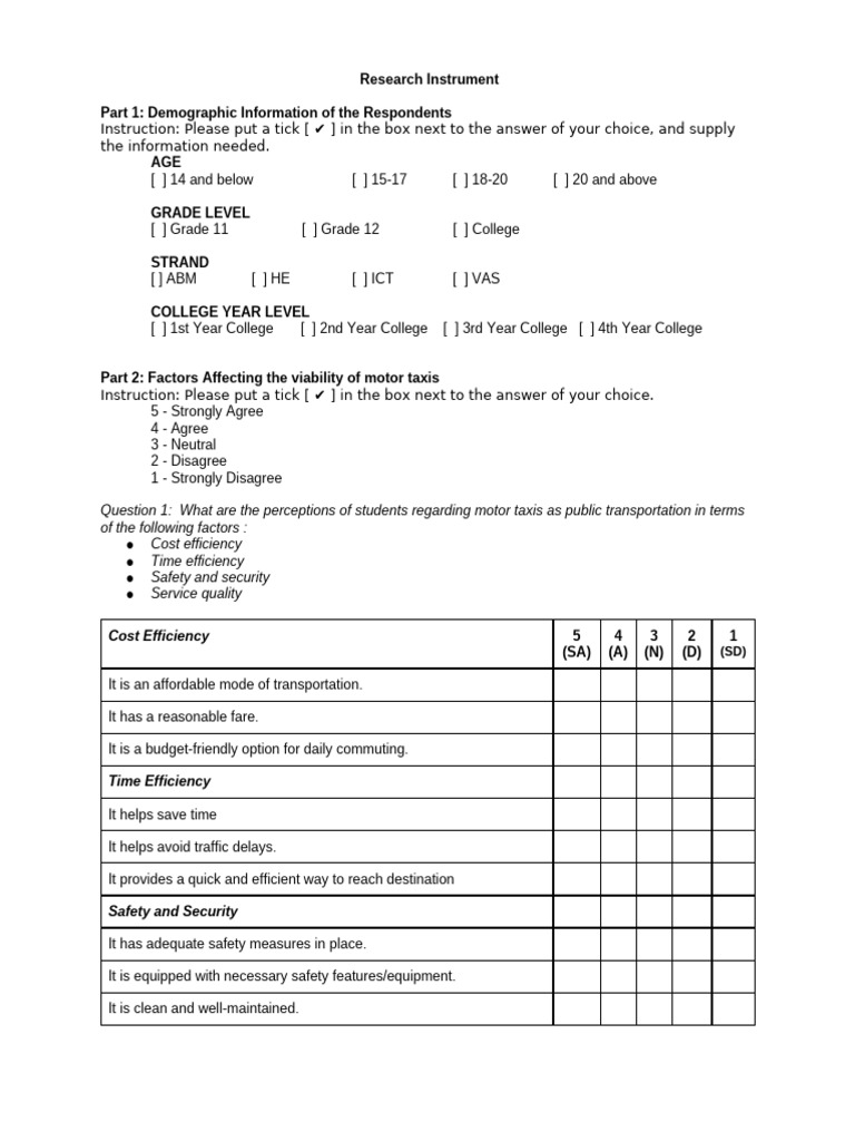 Research instrument pdf transport public transport