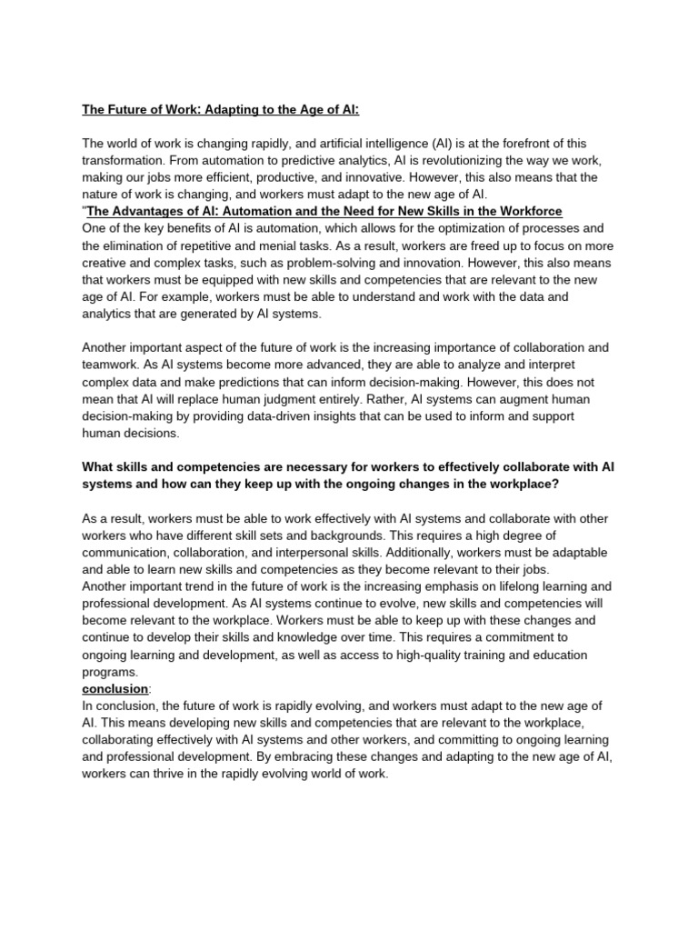 Adapting Skills for AI in the Workplace | PDF | Artificial Intelligence ...