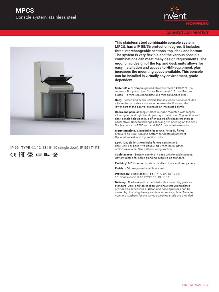 Stainless Steel MPCS Console System | PDF | Door | Desk