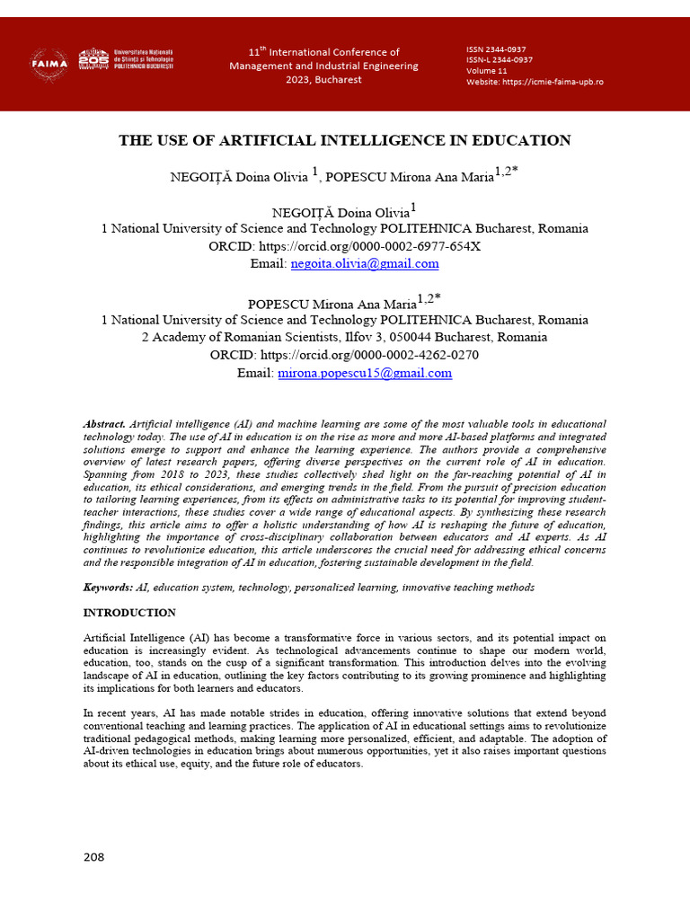 AI's Role in Transforming Education | PDF | Artificial Intelligence ...