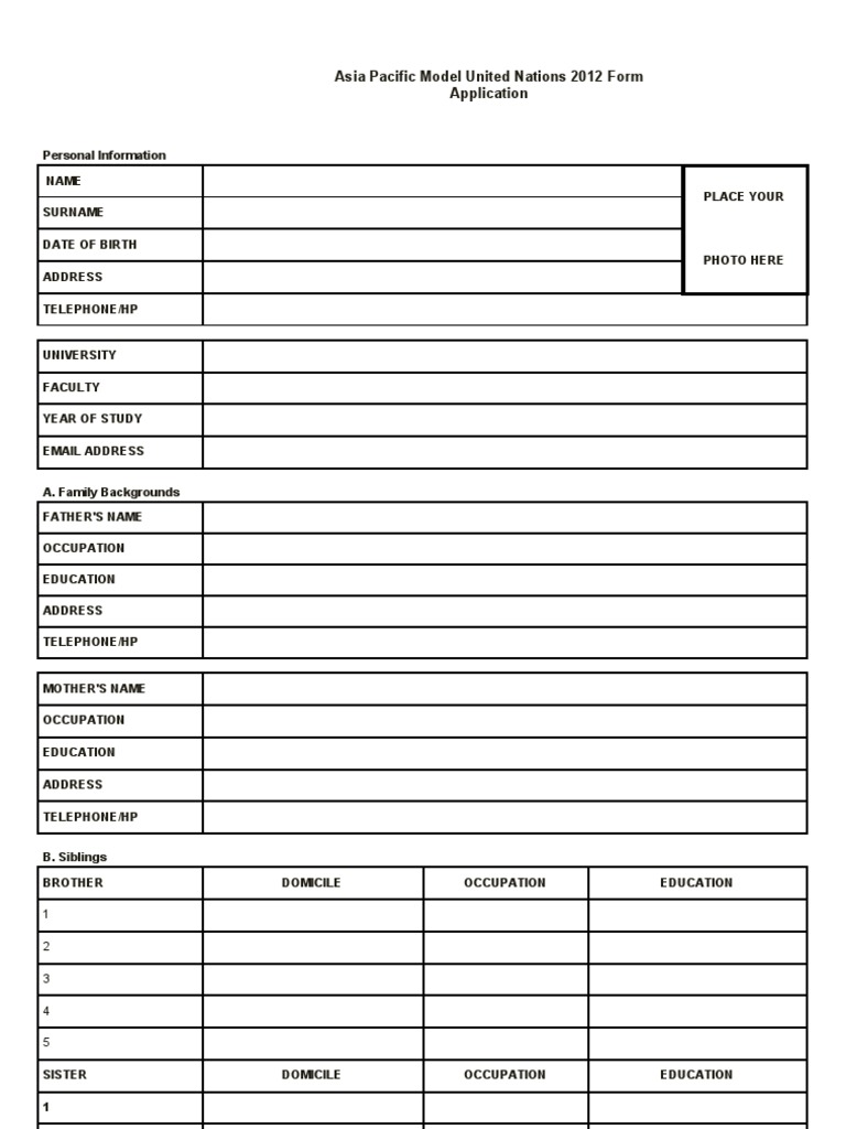 APMUN 2012 Application Form | PDF | Email | Diplomacy