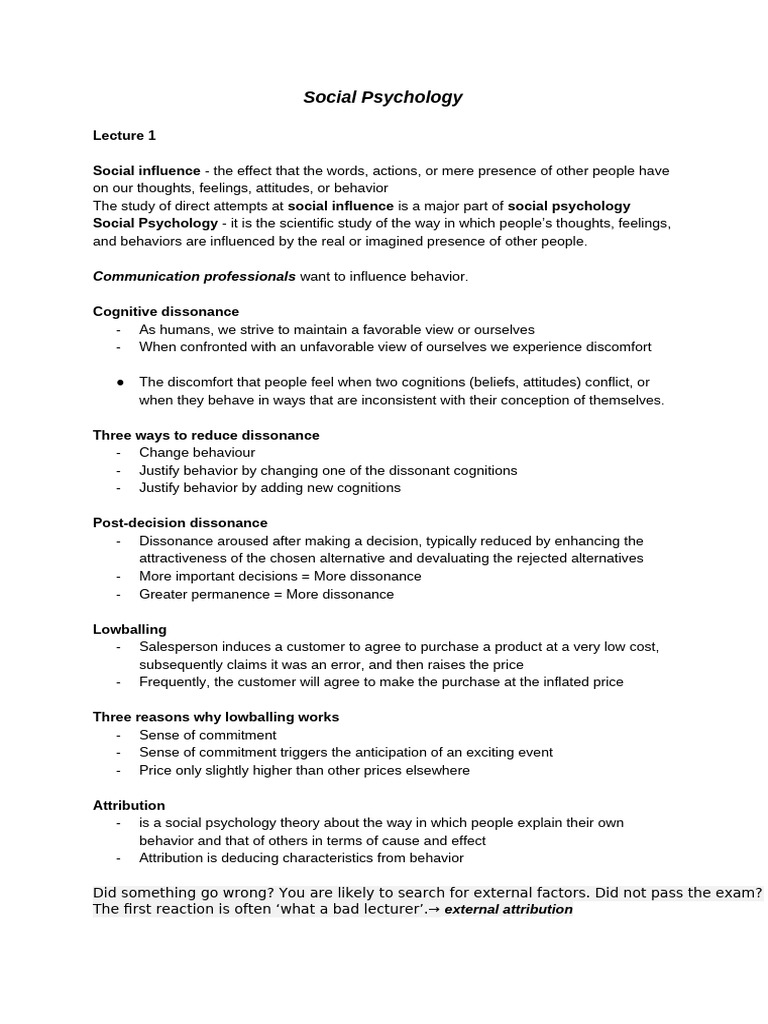 Understanding Social Psychology Concepts | PDF | Thought | Self Concept