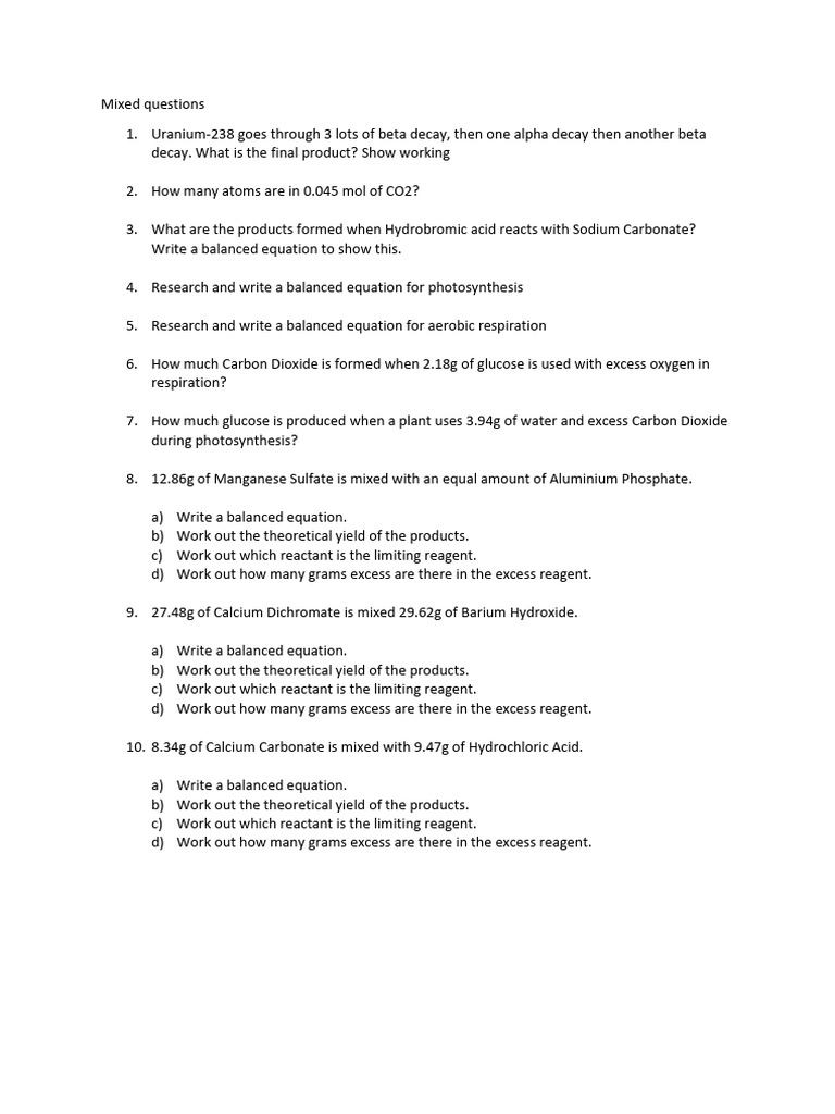 Mixed Equations v2 | PDF