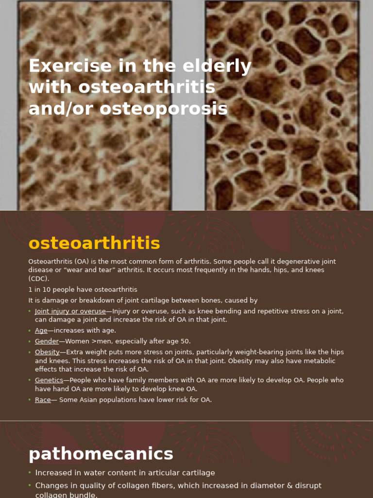 Exercise in The Elderly With Osteoarthritis and | PDF | Osteoporosis ...
