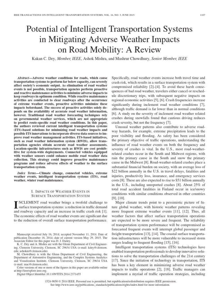 Intelligent Transportation Systems & Weather | PDF | Road | Road Surface