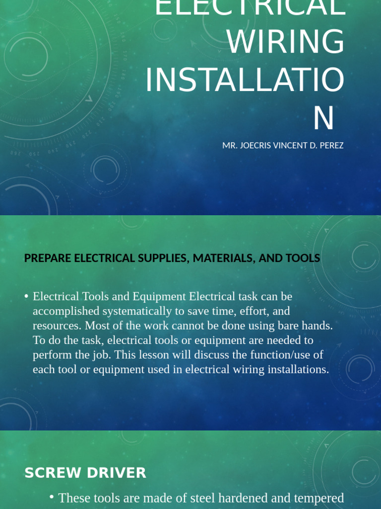 Essential Tools for Electrical Wiring | PDF | Electrical Wiring | Wire
