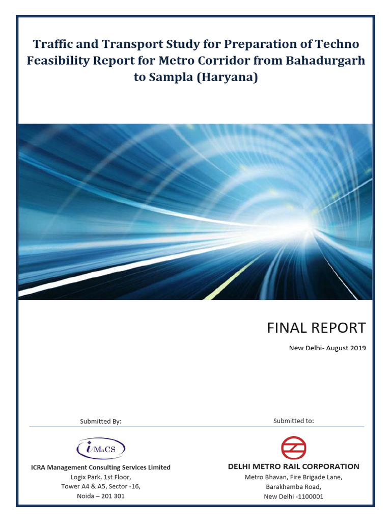 Bahadurgarh-Sampla Metro Feasibility Study | PDF | Transport