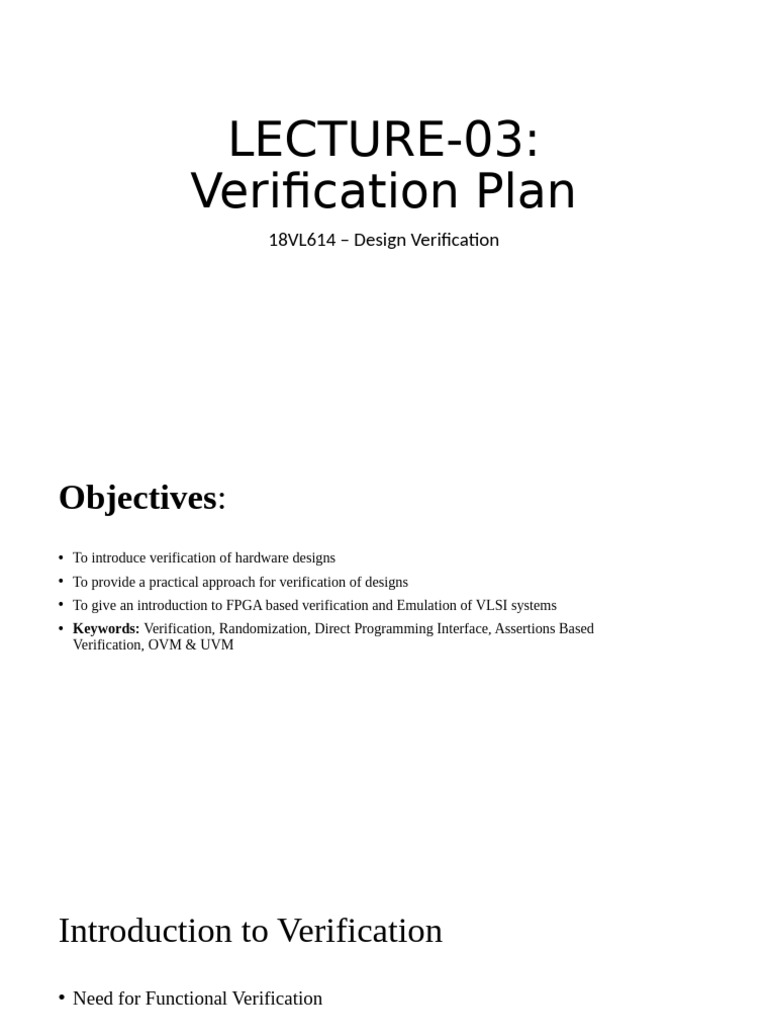 Digital Design Verification Plan Guide | PDF | Formal Verification ...