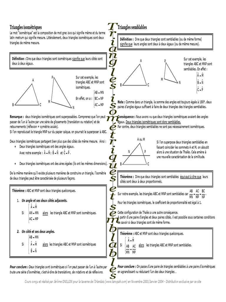 Définition des triangles isométriques | PDF | Triangle | Mathématiques ...
