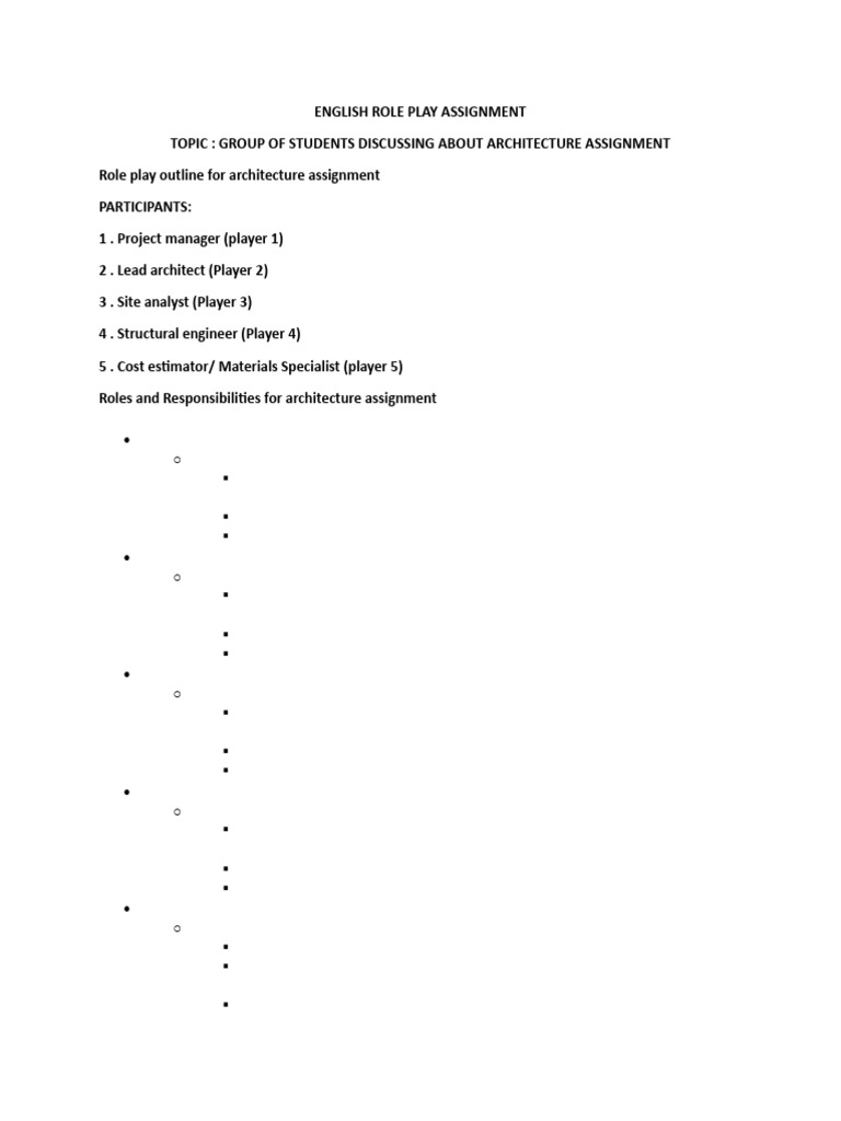 Architecture Role Play Assignment Guide | PDF | Sustainability | Architect
