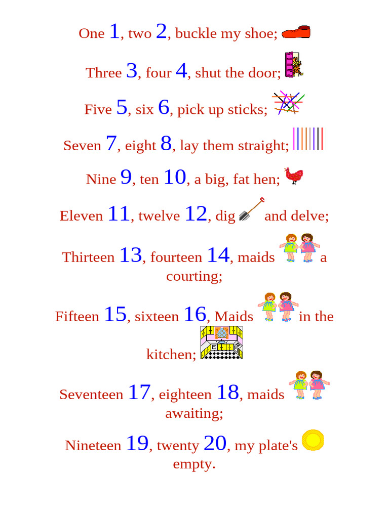 Counting Rhyme for Kids | PDF