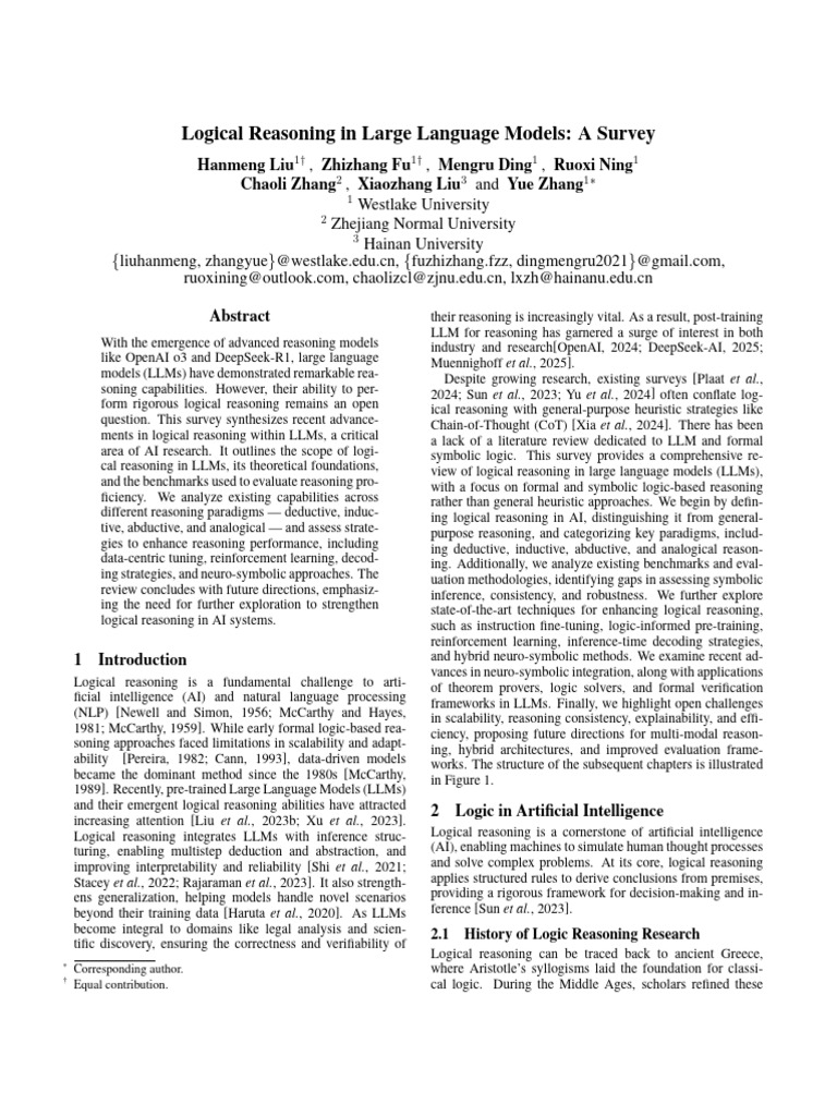 Logical Reasoning in Large Language Models A Survey | PDF | Inference ...