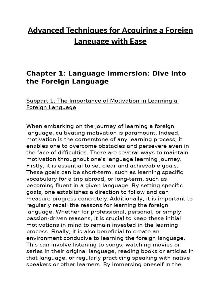 Mastering Language Through Immersion | PDF | Foreign Language | Second ...