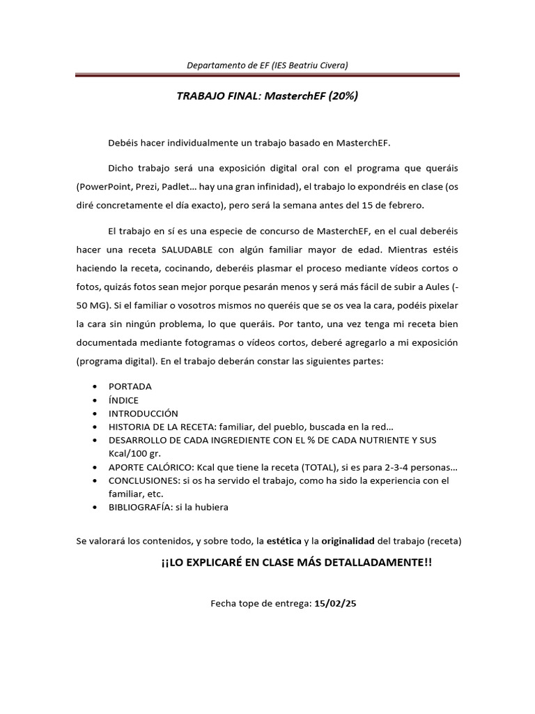 Trabajo Masterchef | PDF