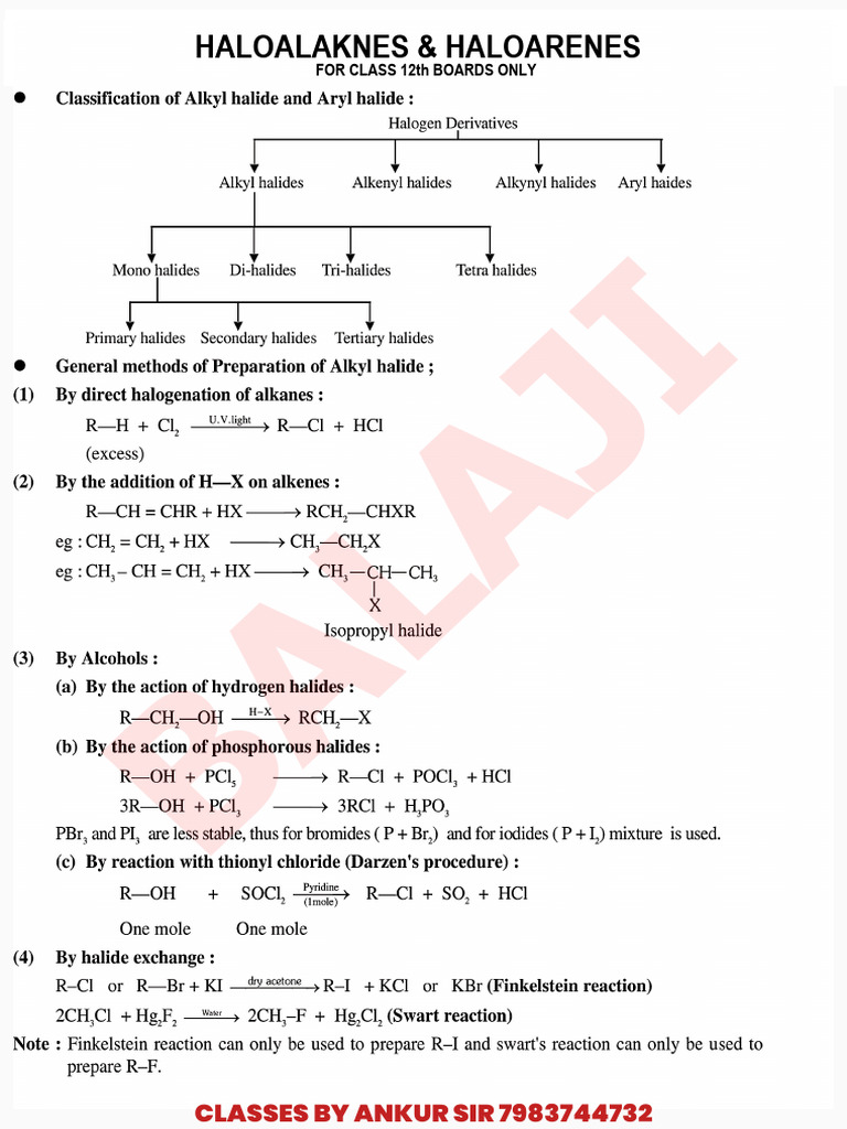 Haloalkanes & Haloarenes Guide for Class 12 | PDF