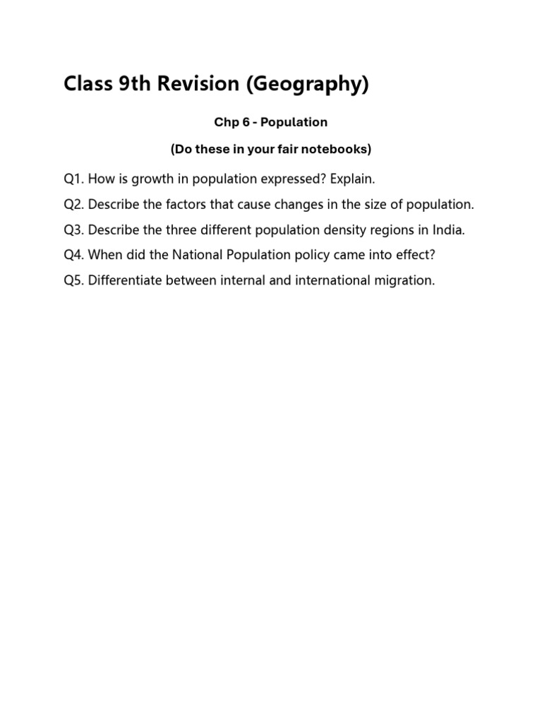 Class 9th Revision (Geography) | PDF