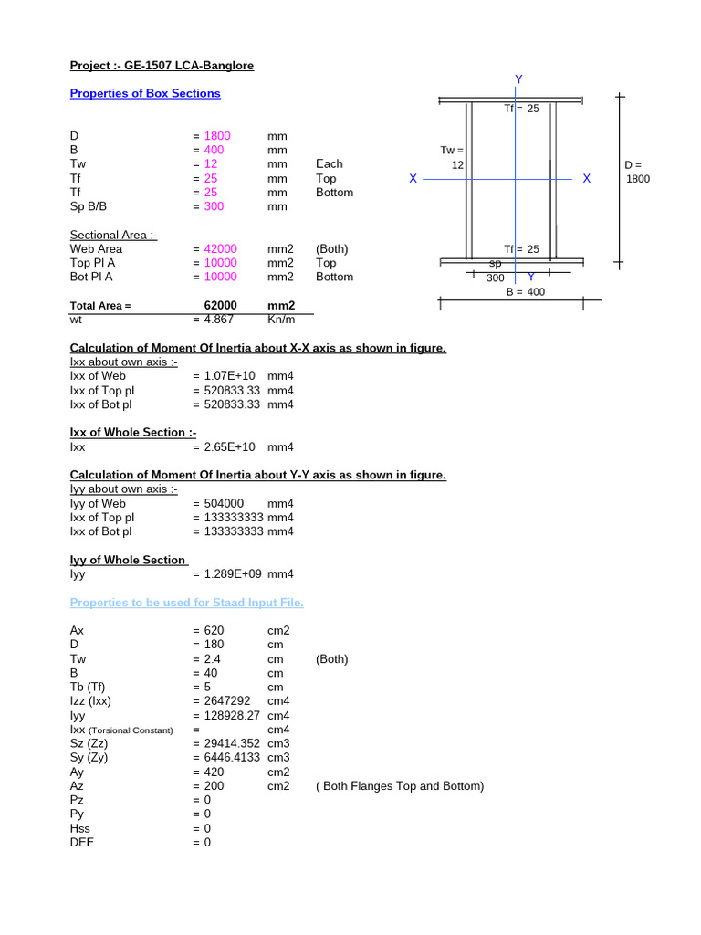 Box Section Properties and Calculations | PDF