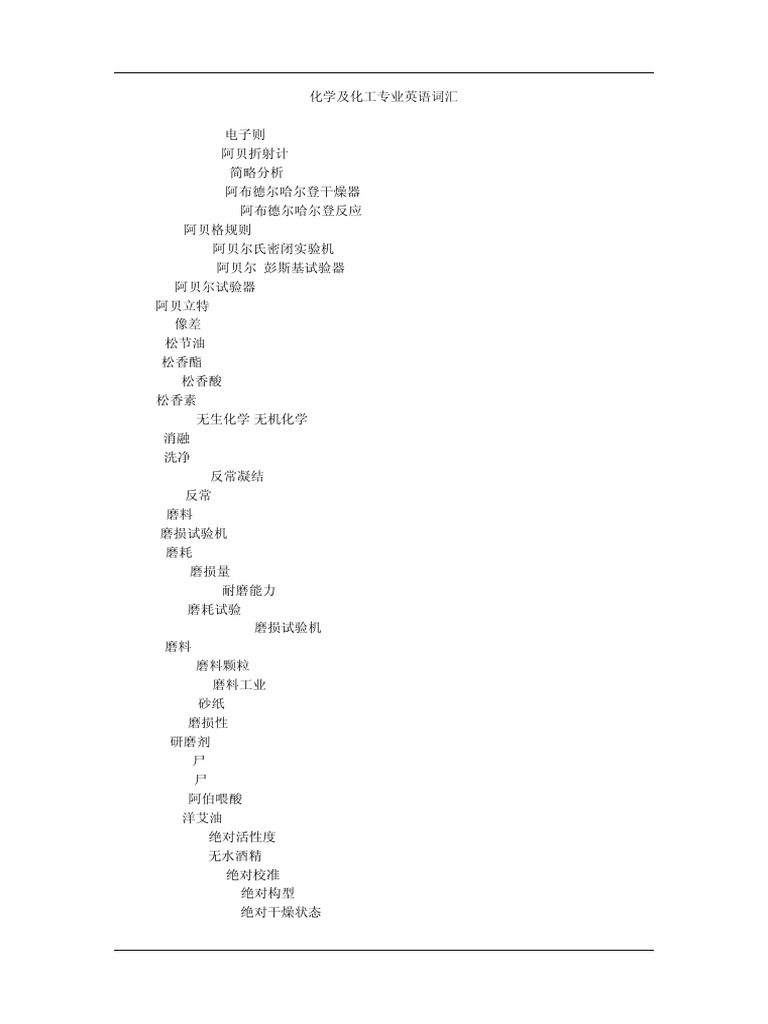 化学及化工专业英语词汇| PDF