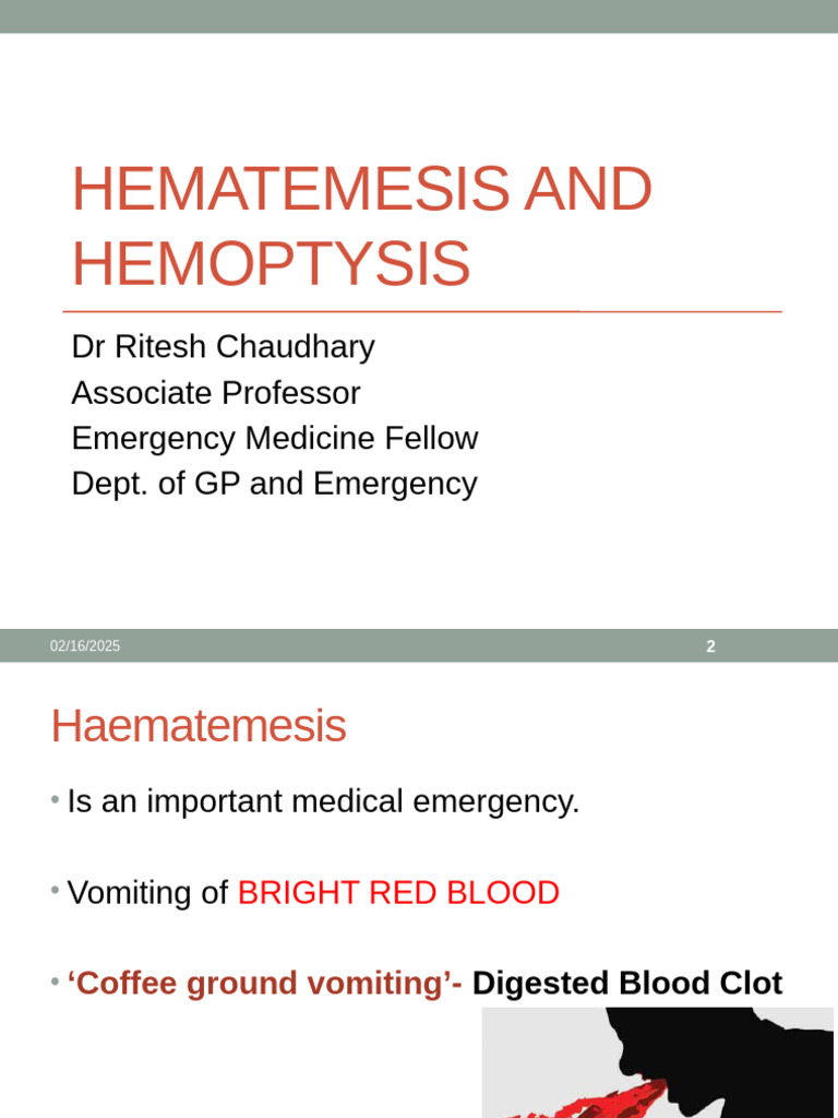 Understanding Hematemesis in Emergencies | PDF | Vertebrates | Medical ...