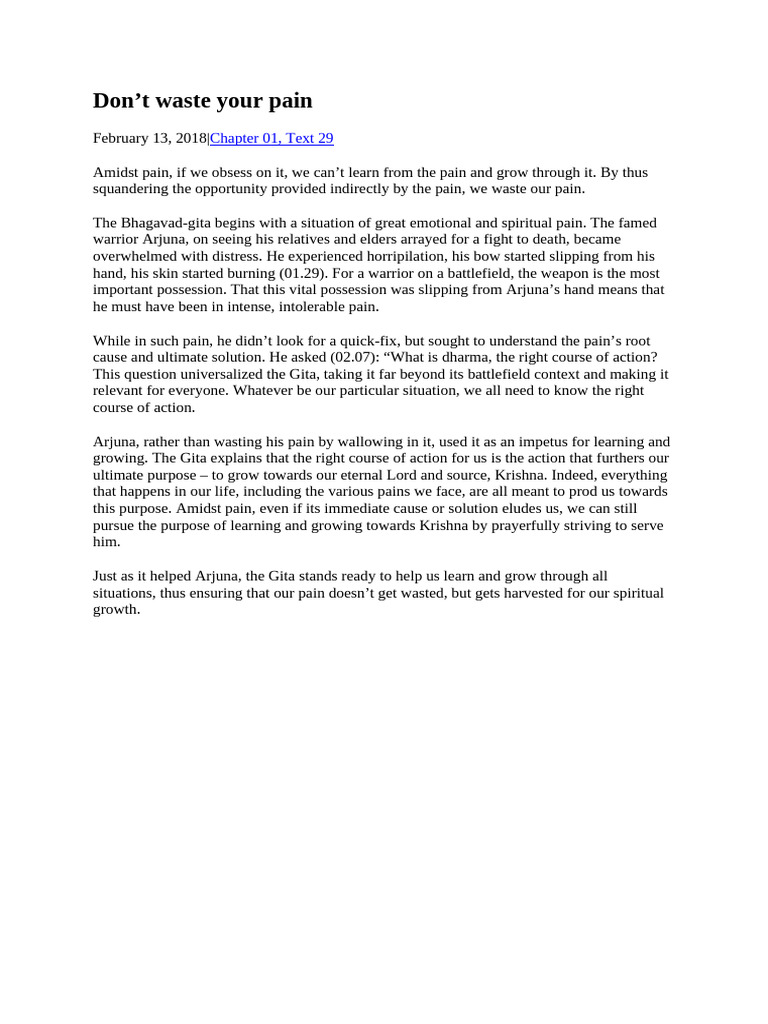 Learn from Pain: Insights from Gita | PDF