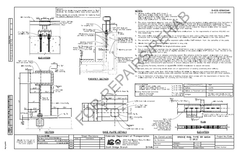 Bridge Rail Type 8R MASH Details | PDF | Screw | Structural Steel