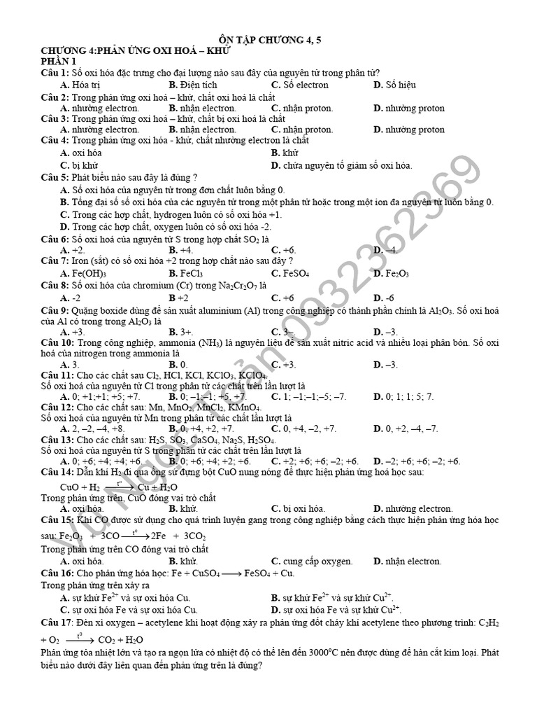 On Tap Chuong 4 - 5 - Hs | PDF