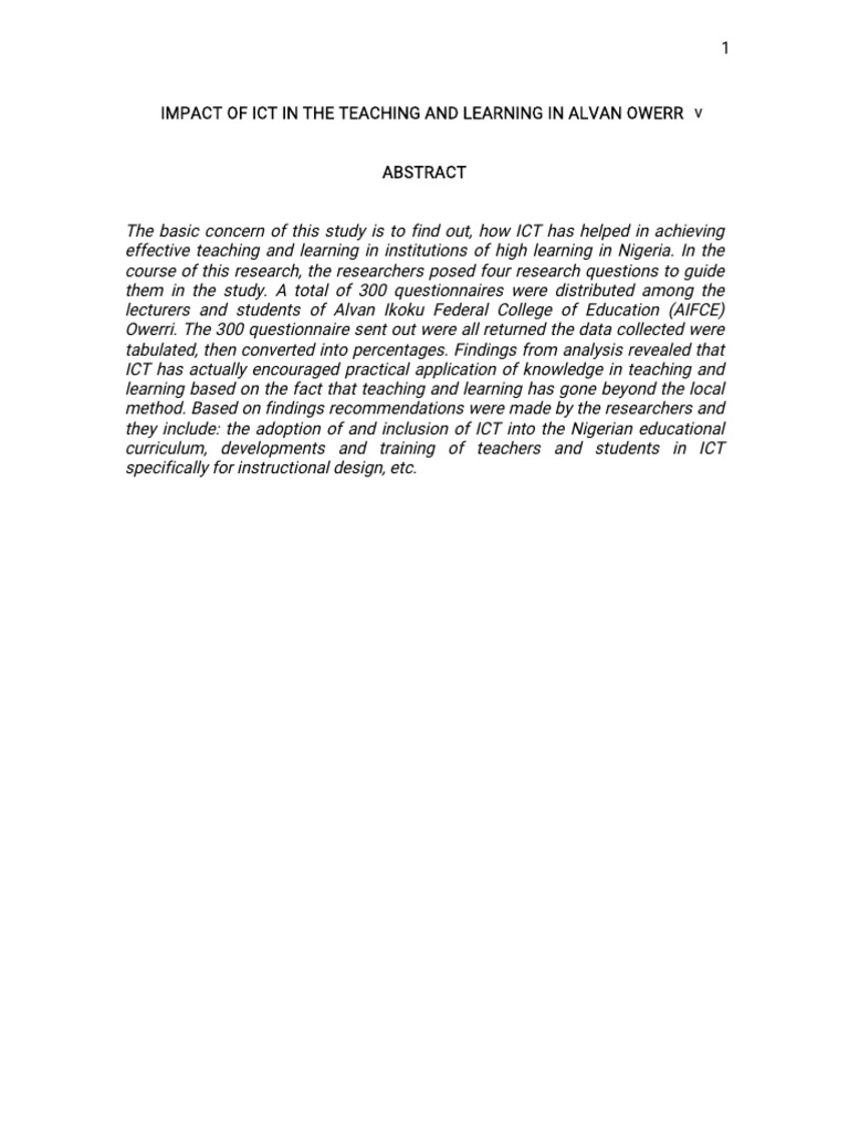 Impact of Ict in The Teaching and Learni | PDF