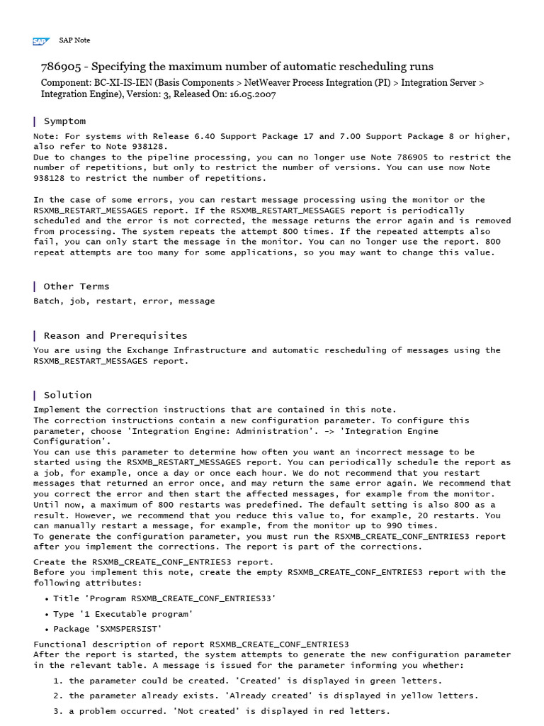 Max Automatic Rescheduling Configurations | PDF | Parameter (Computer ...