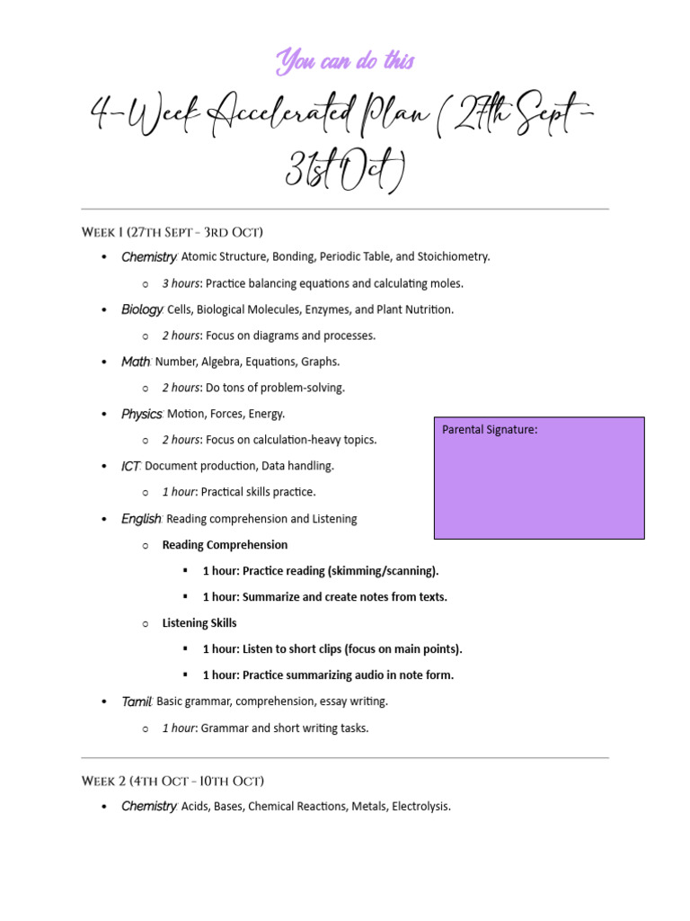 Comprehensive Study Plan for Exams | PDF | Chemical Reactions | Mathematics