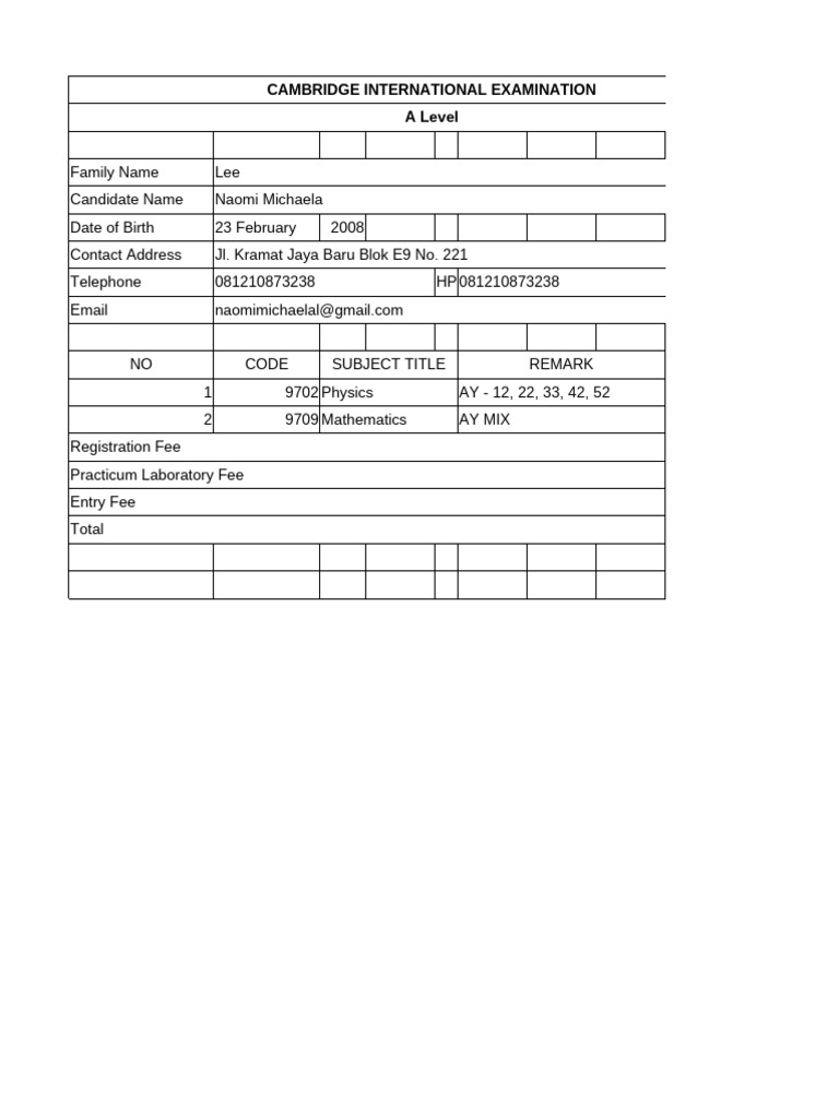 Registration Form Pdf