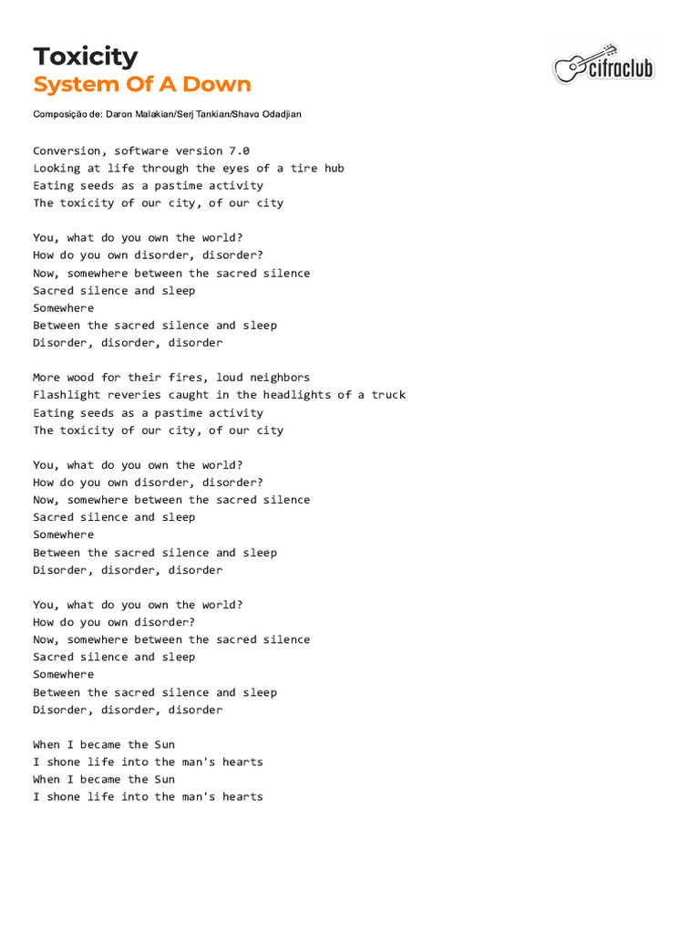 System of a Down: Toxicity Cifra | PDF