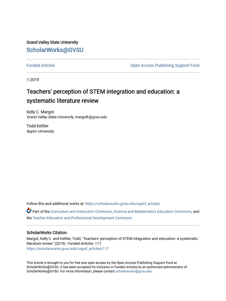 Teachers' Perceptions of STEM Education | PDF | Teachers | Science ...