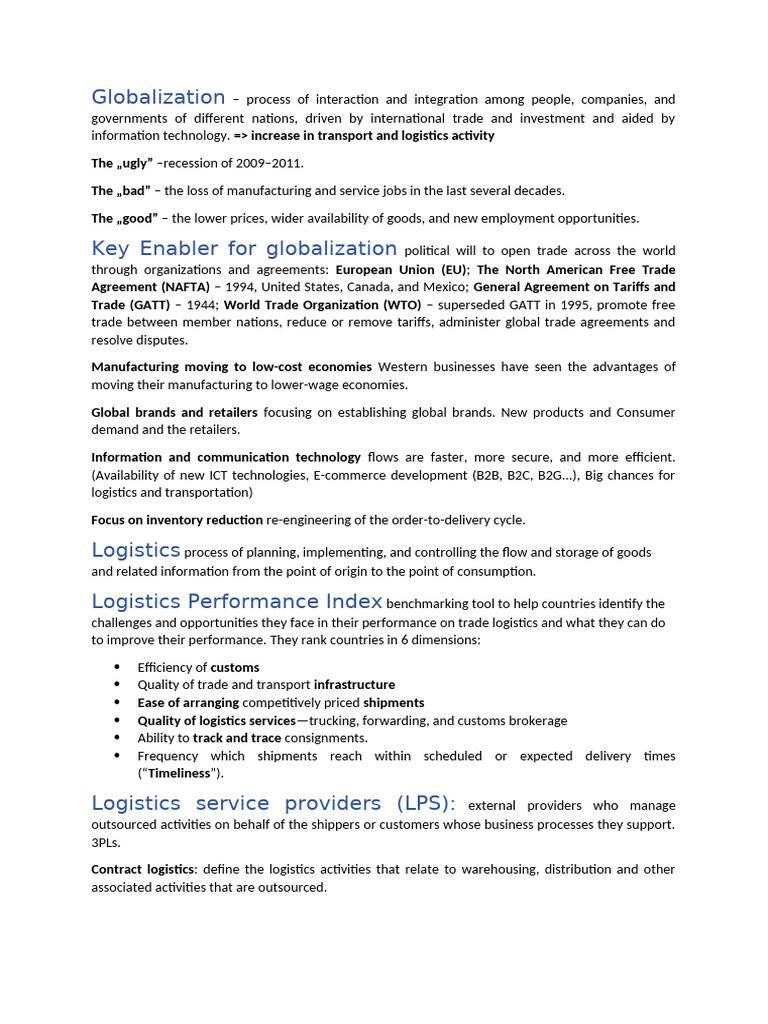 Understanding Globalization and Logistics | PDF | Logistics | Transport