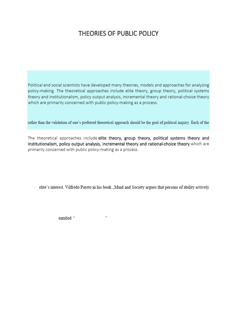 Theories Of Public Policy Pdf | Public Policies Pdf – GQUGX