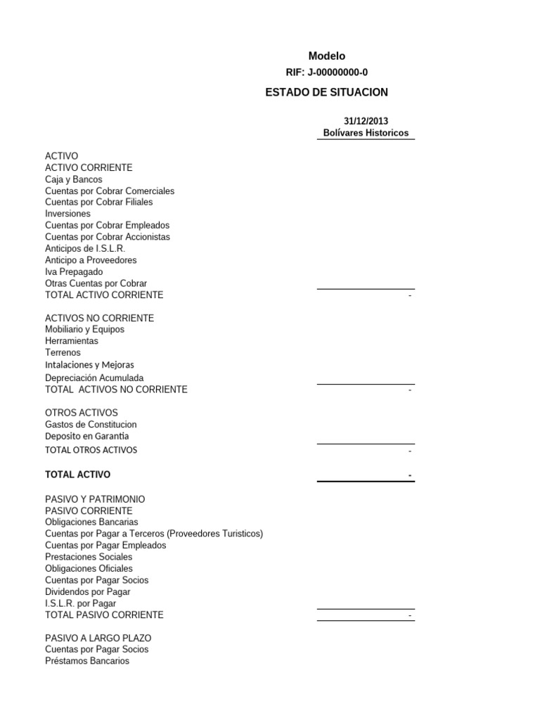 Modelo Estado de Situacion | PDF