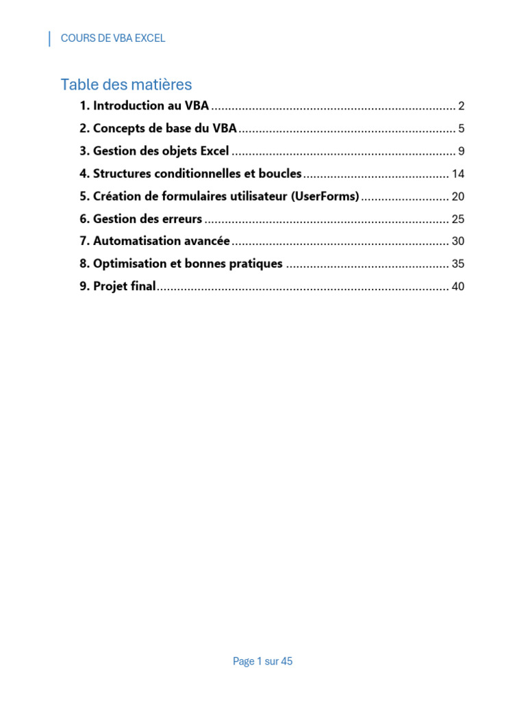 Cours Complet de VBA Excel | PDF | Visual Basic for Applications ...