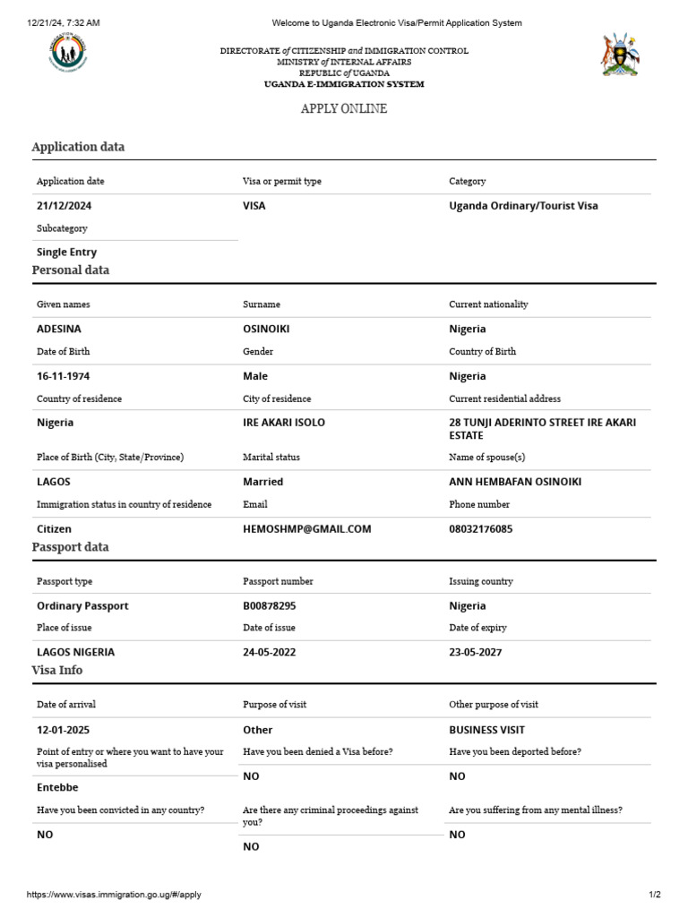 WELCOME TO UGANDA ELECTRONIC VISA PERMIT APPLICATION SYSTEM visual data 2