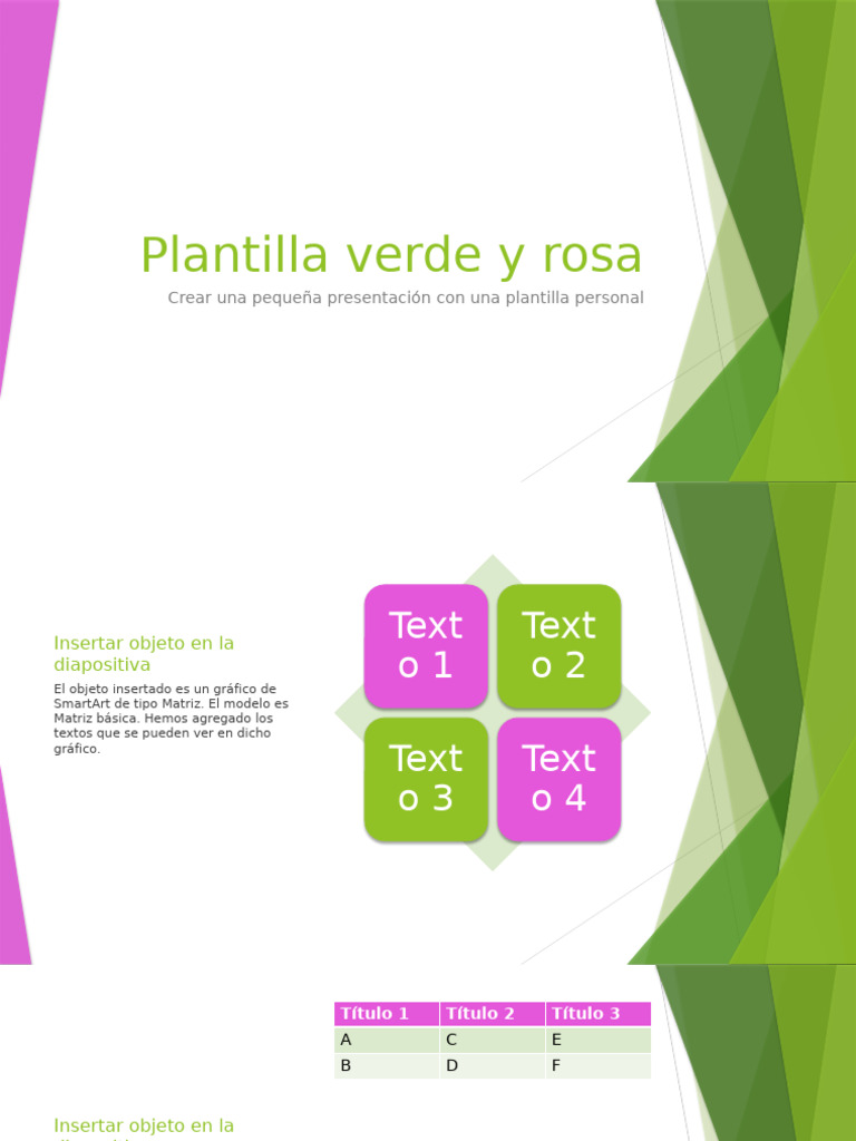 Presentacion verde y rosa | PDF