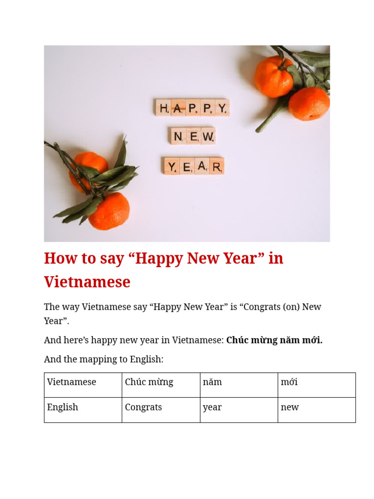 How To Say "Happy New Year" in Vietnamese PDF