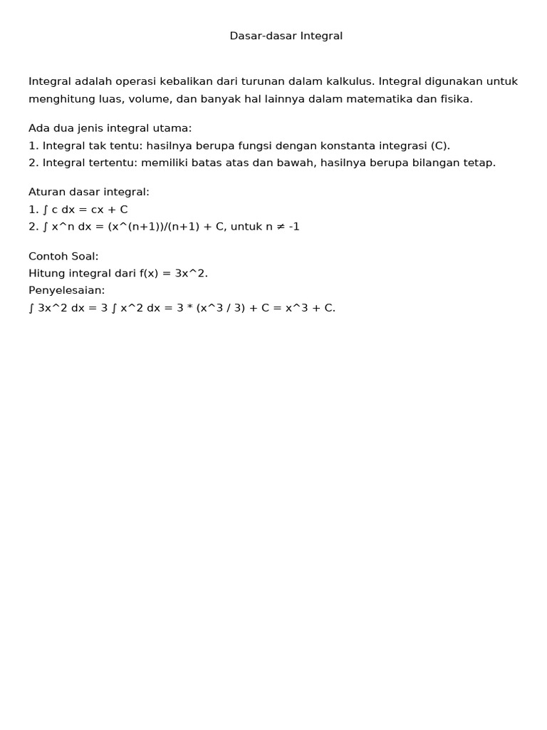 Dasar Integral: Konsep & Contoh | PDF