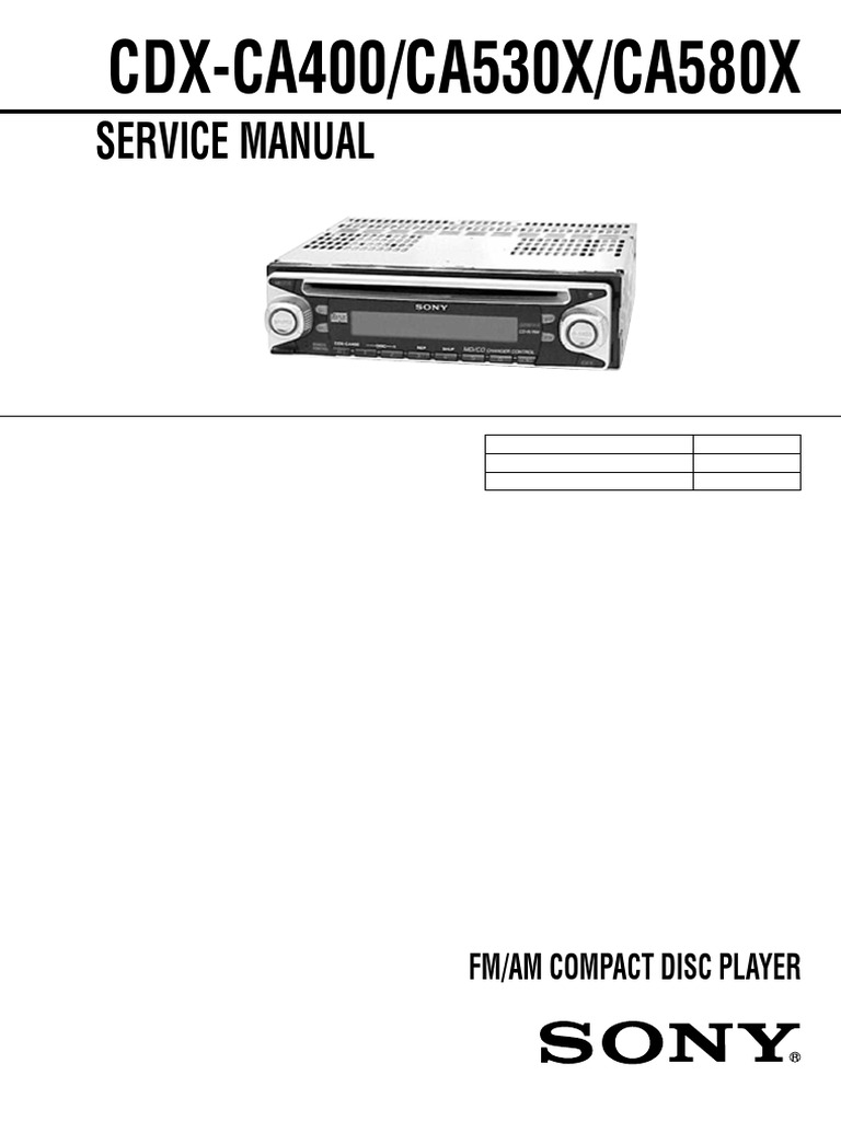 Sony - CDX Ca40 Ca530x Ca580xxxxds | PDF | Loudspeaker | Hertz