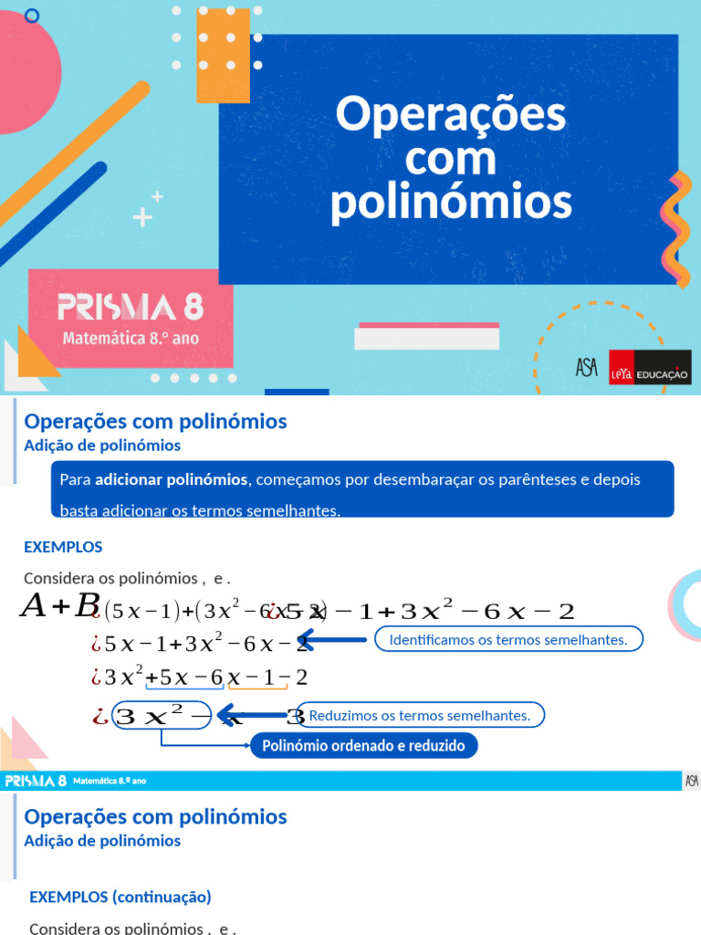 Operações Com Polinómios | PDF | Matemática | Aritmética