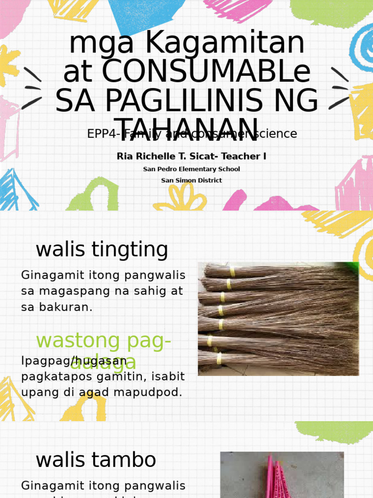 Mga Kgamitan at Consumabale Sa Paglilinis FAMILY AND CONSUMER SCIENCE | PDF