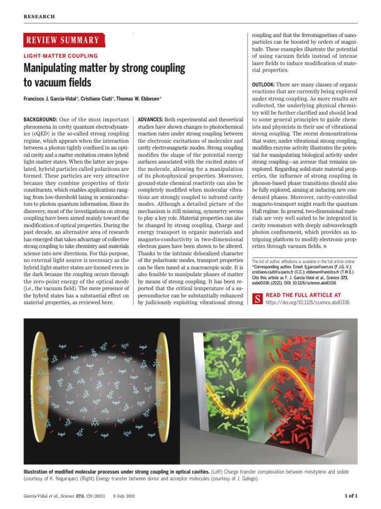Strong Coupling in Light-Matter Systems | PDF | Superconductivity | Photon