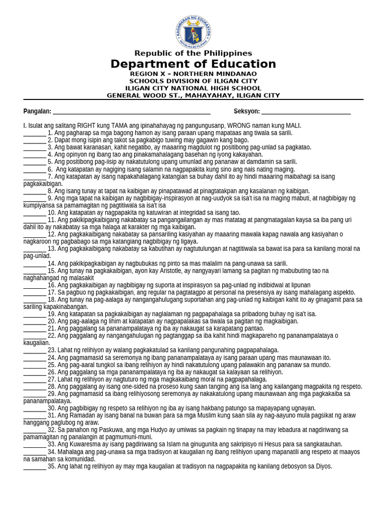 Department of Education: Republic of The Philippines | PDF